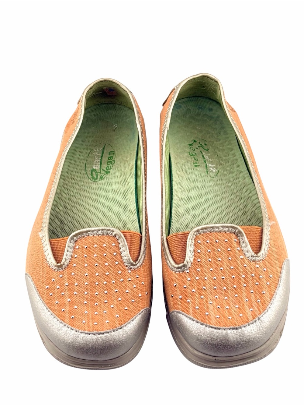 Earth Vegan Mcguire Microfiber Canvas Slip On Comfort Shoes 8B Coral Studded